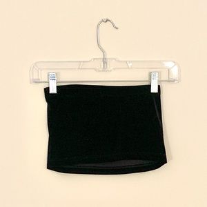 Black Velvet Strapless Tube Crop Top